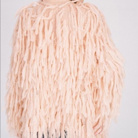 Fringe Sweater Cardigan- BLUSH - Picture 5 of 8